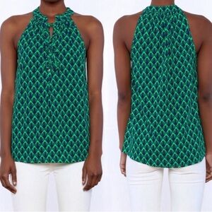 Mudpie Green Sleeveless Tassel Tie Halter Top M Medium